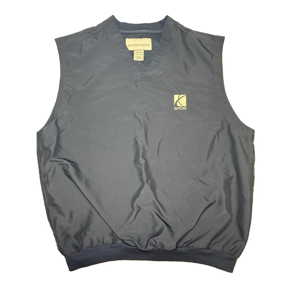 Cutter & Buck Saturn Dealership Vest Mens XL Navy Blue Windbreaker Automotive
